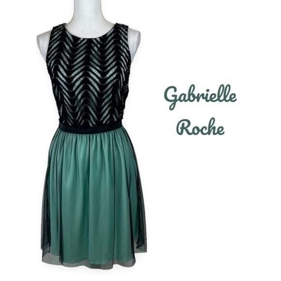 Gabrielle Rocha Teal Black Lace & Tulle BalletCore Party Dress NWOT Size 11 - Picture 2 of 12